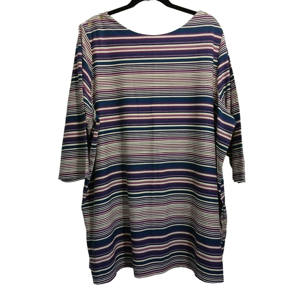 Jessica London Blouse Women 30/32 3XL Striped Boatneck Tunic Stretch